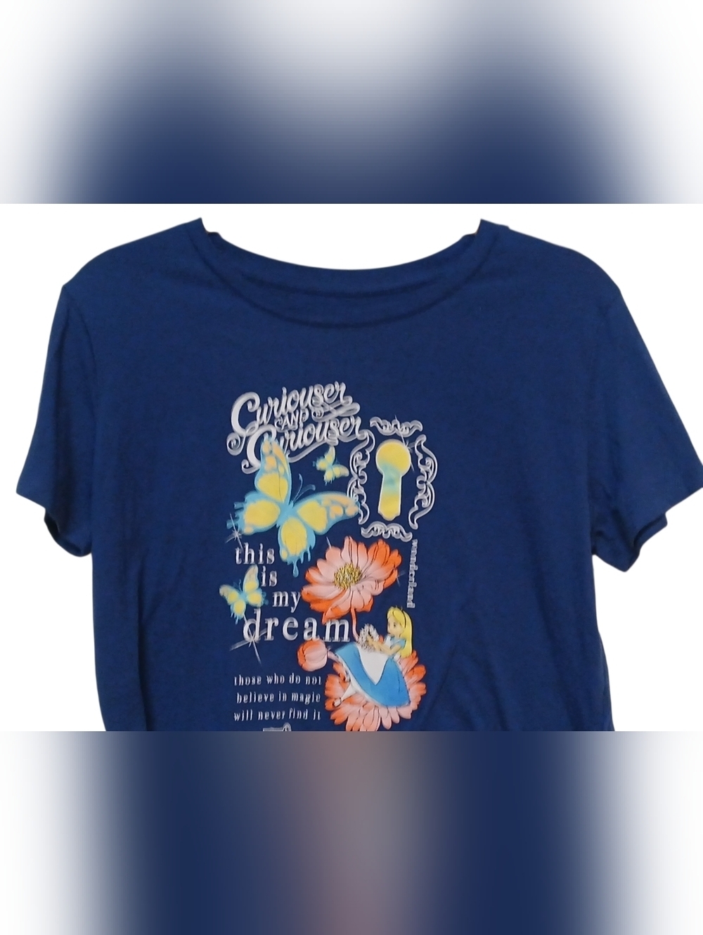 Disney - Snow White & Butterflies, Blue Tee Shirt, Crew Neck, Short Sleeves, - Picture 5 of 7